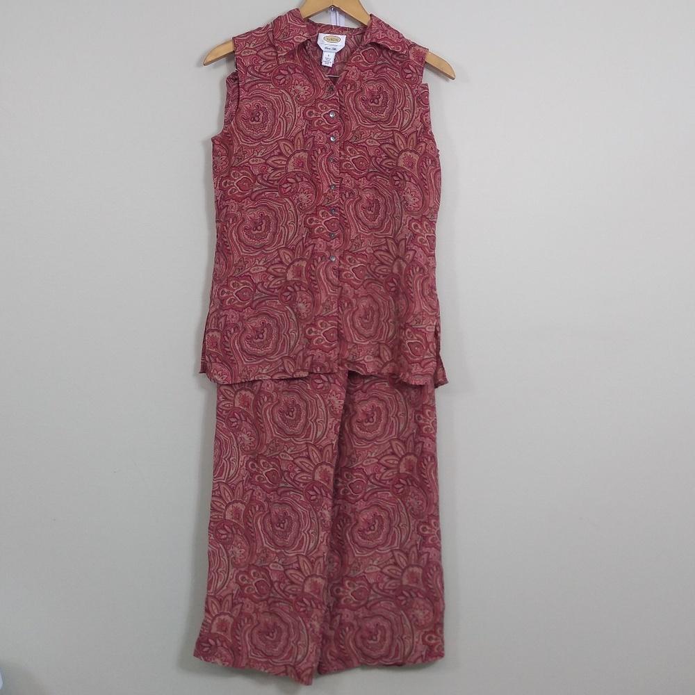 Talbots SILK sleeveless set in paisley size 4
